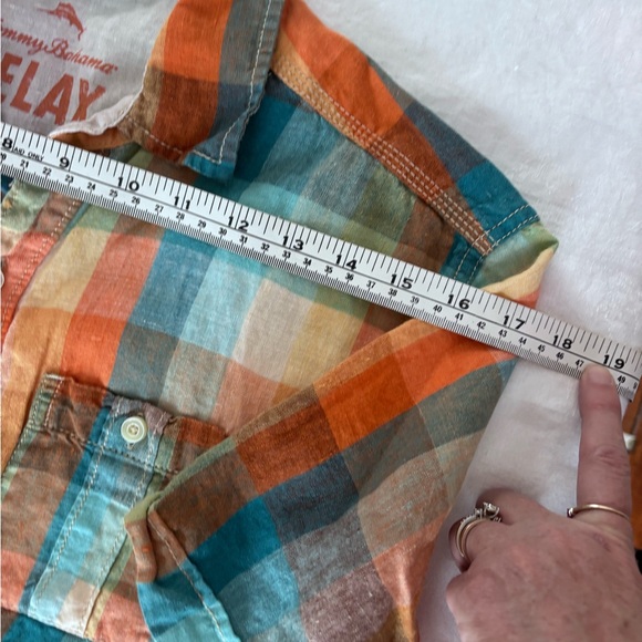 Men’s Tommy Bahama Short Sleeve Button Front Plaid 100%Linen Shirt Small - Picture 8 of 14